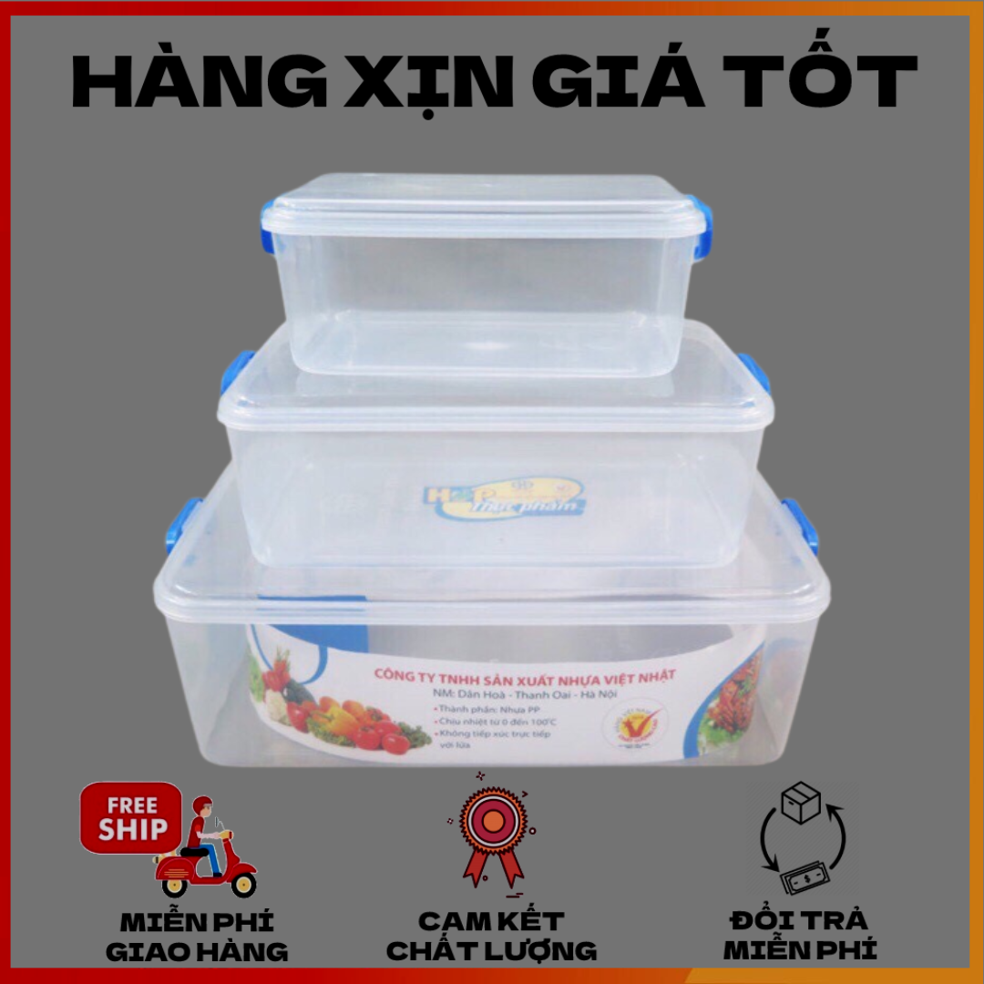 Bộ 3 hộp nhựa đựng thực phẩm Việt Nhật, giúp bảo quản thực phẩm, an toàn