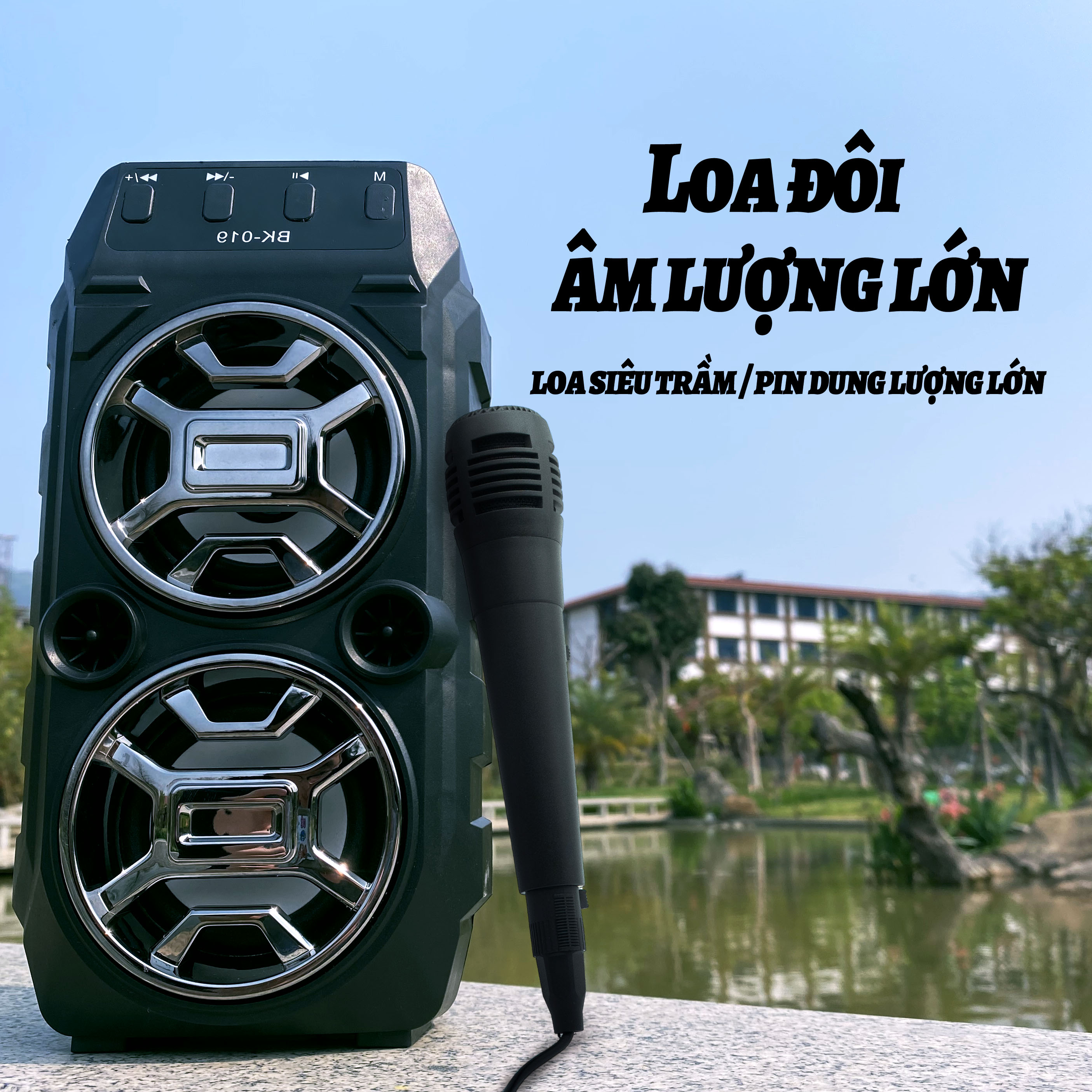 Loa Kẹo Kéo Hát Karaoke Nghe Nhạc Bluetooth, Loa kraoke cắm thẻ nhớ, Loa bluetooth, nghe đài FM Siêu Hay - Có kèm Mic