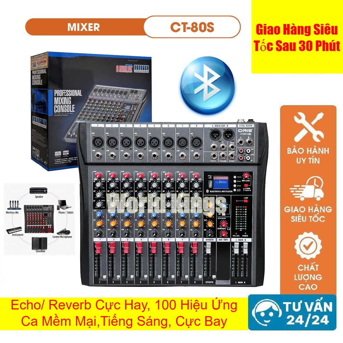 Bàn Mixer Karaoke Yamaha CT80SUSb Chỉnh Âm Chuyên Nghiệp Giá Tôt Tích Hợp Bộ Effect Alesis Cho Echo Và Reverb Cực Hay Hiệu Ứng Ca Mềm Mại Hát Cực Nhẹ Tiếng Sáng Xì Xịt Rất Bay Bảo Hành 1 Năm Trên Toàn Quốc.