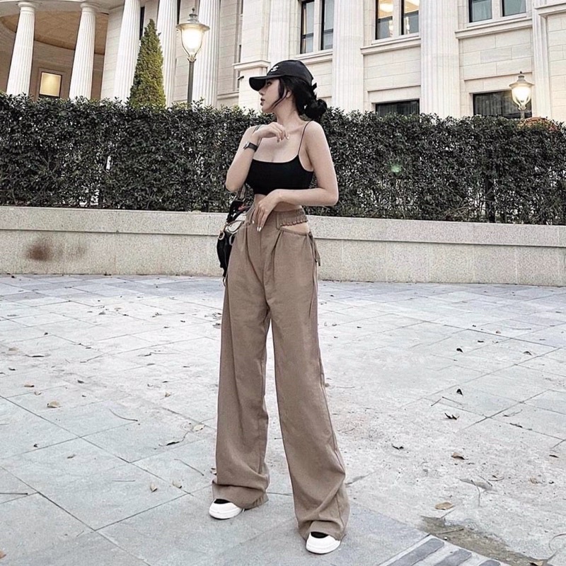 Set áo 2 dây và quần chéo eo rút dây siêu hot hit-
