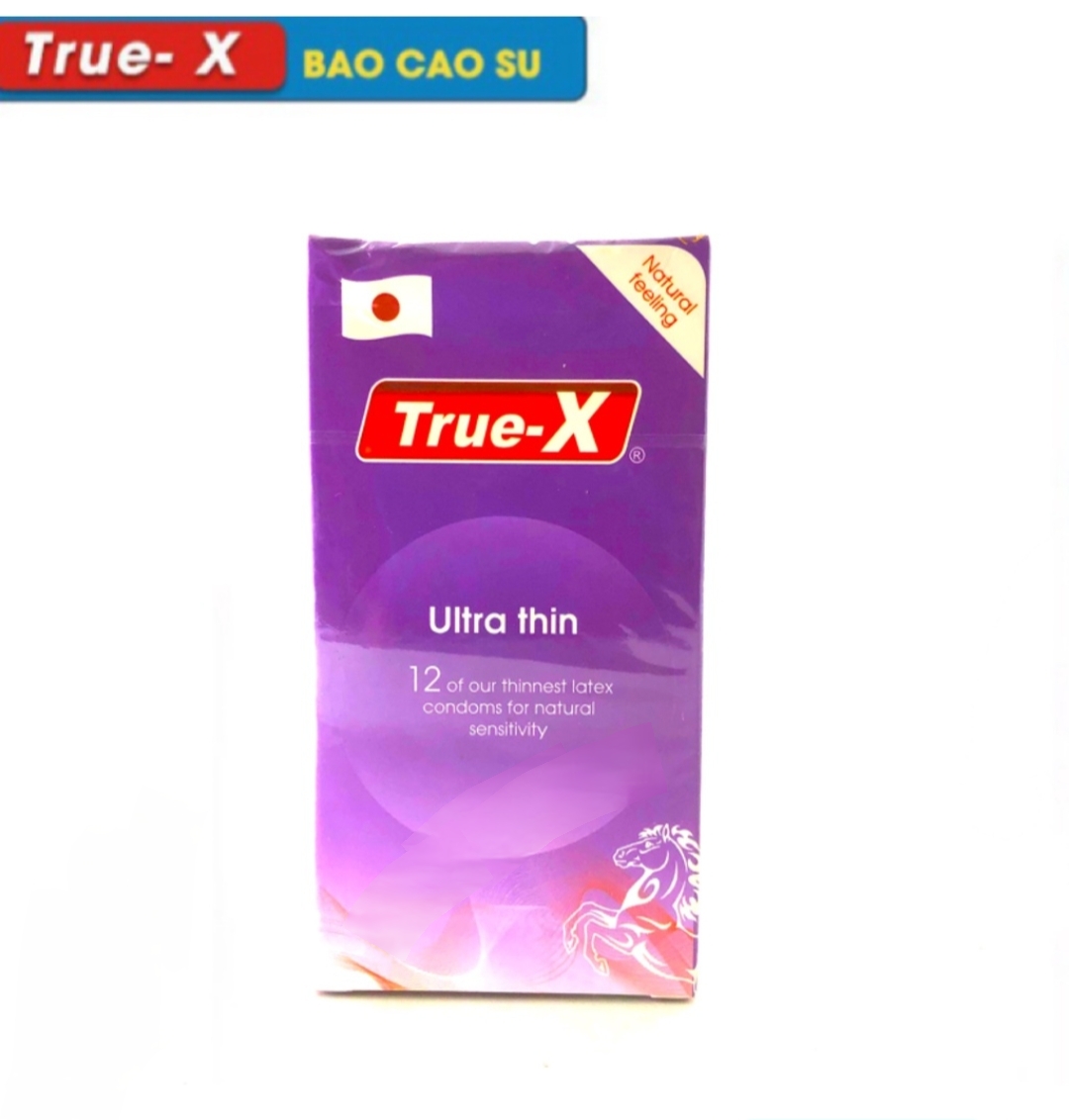 Bộ 1 hộp bao cao su true-x ultra thin siêu mỏng kéo dài thời gian hộp 12 chiếc