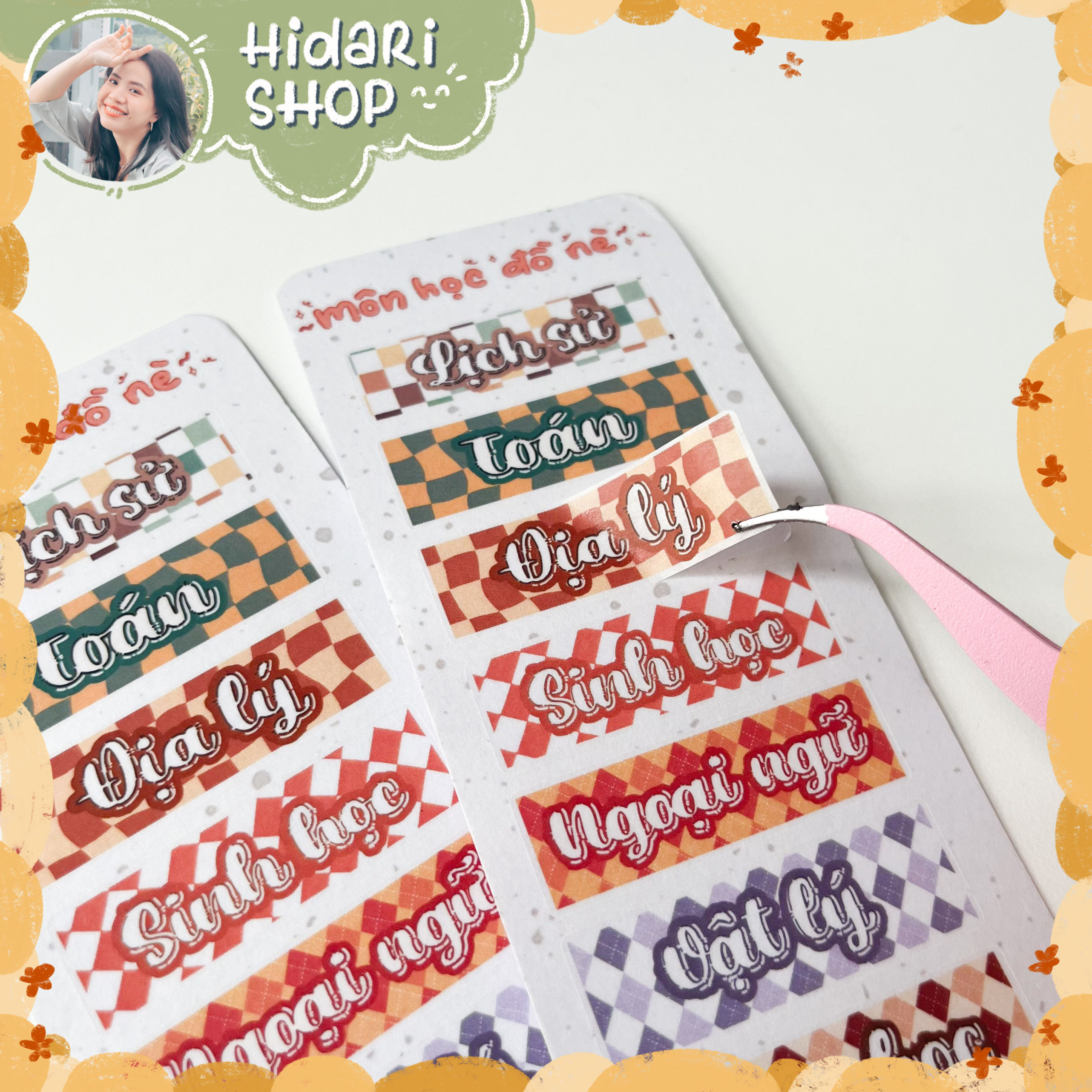 Sticker môn học dễ thương - sticker ham học - hidari