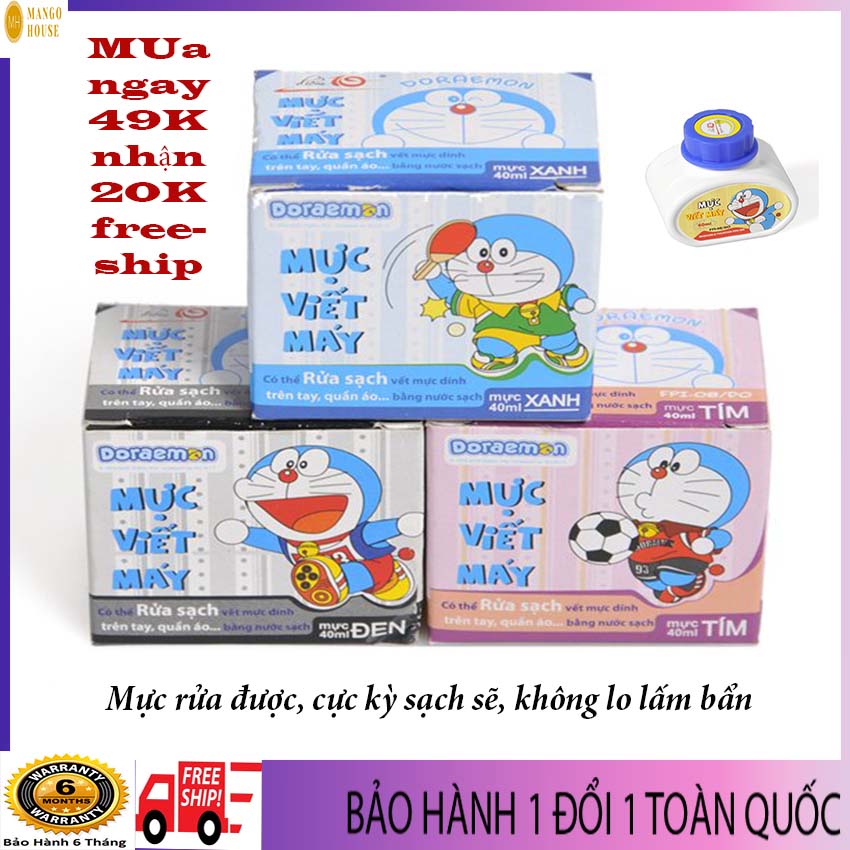 Mực viết máy Doraemon chính hãng THiên Long- 1 lọ mực nước 40Ml Tẩy rửa được, không lấm bẩn,thuận tiện, dễ sử dụng, viết trơn, sạch sẽ, phù hợp với trẻ nhỏ- Mango house shop- Mực viết máy, mực bút máy hero, mực viết máQuQueemn