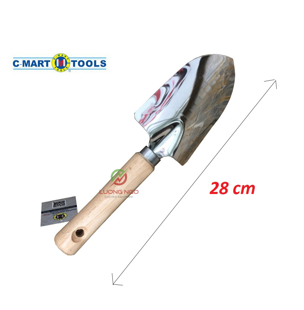 Xẻng làm vườn inox cầm tay ,xẻng xúc đất, bay xúc đất, xẻng làm vườn chất liệu thép không gỉ C-MART A0709