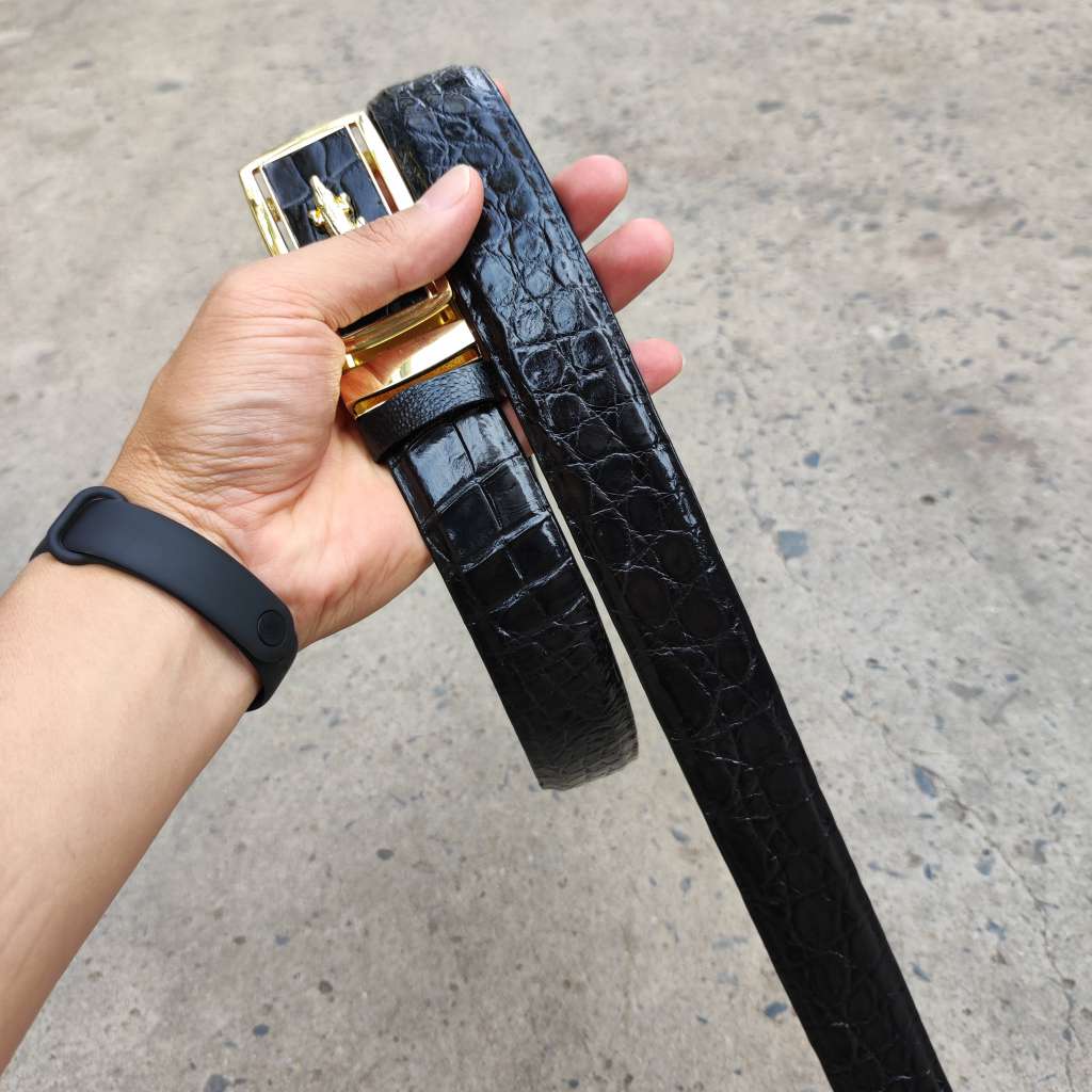 [FREE SHIP] Thắt lưng nam da cá sấu. [DA BỤNG CÁ SẤU TRƠN DỄ SỬ DỤNG]