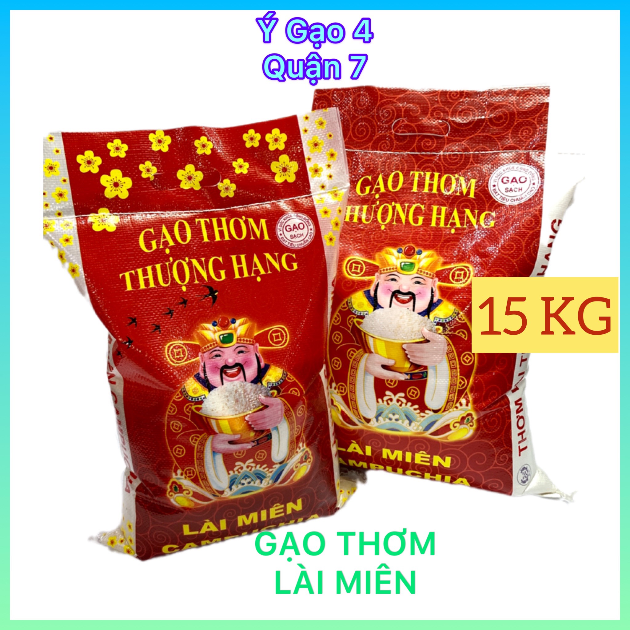 Gạo thơm lài miên túi 10kg và túi 5kg - tổng 15kg - gạo dẻo vừa dẻo ít - hạt gạo trắng bóng, đều hạt, mùi thơm nhẹ - ý gạo 4 quận 7