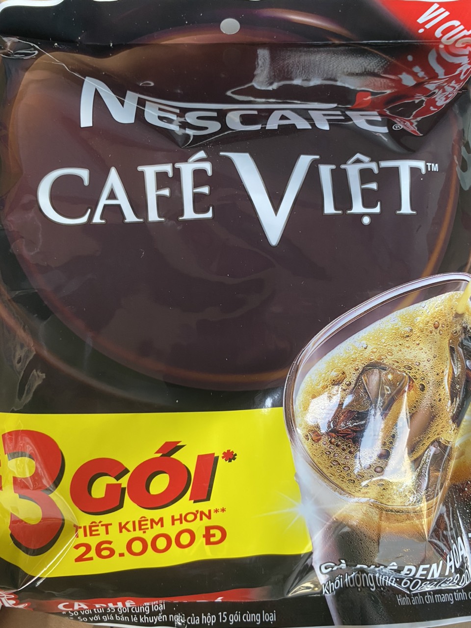 Cà phê đen đá Nescafe cafe Việt ( bịch 35 gói x 16g) + Tặng thêm 3 gói tiết kiệm 26.000đ (HSD: 08.2024)