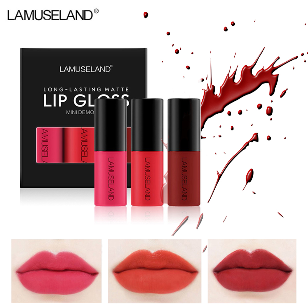 TAMIKO - SET 3 son kem lì LAMUSELAND hot hit chống nước lâu trôi son nội địa Trung son đẹp son lì siêu mịn TM-SM074