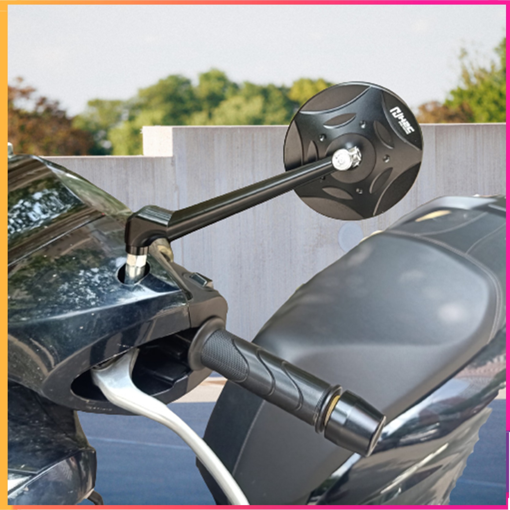 Gương xe máy tròn H2C mặt kính chống lóa, chât liệu nhôm lắp đặt cho mọi loại xe