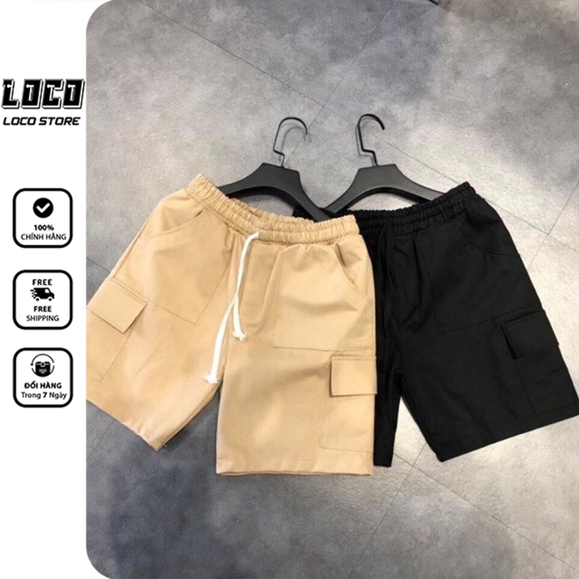 Quần short kaki ngố WIIS túi hộp unisex form rộng Trơn nam nữ lửng oversize ulzzang