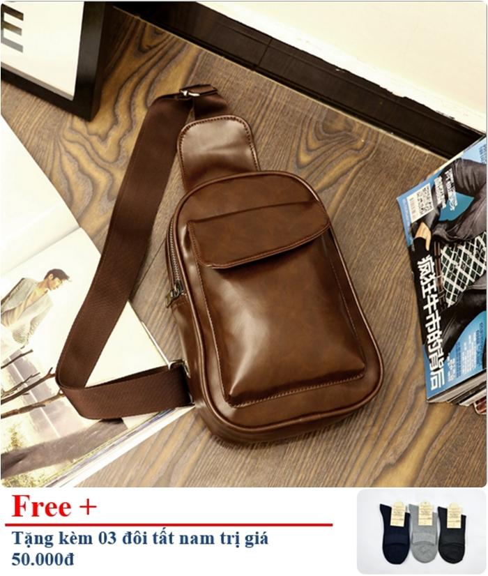Combo Túi đeo chéo, túi da thời trang, túi du lịch, túi đi phượt, túi nhiều ngăn thời trang, túi đựng Ipad mini  TX 9108Z (Tặng kèm 03 đôi tất nam)