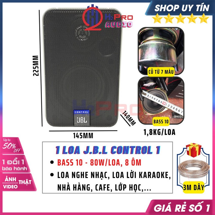 1 Loa J.B.L Control 1 80W Nghe Nhạc Hay Trợ Lời Karaoke Loa Treo Tường Quán Cafe Nhà Hàng-Quà 30K 3M Dây-H2Pro Audio