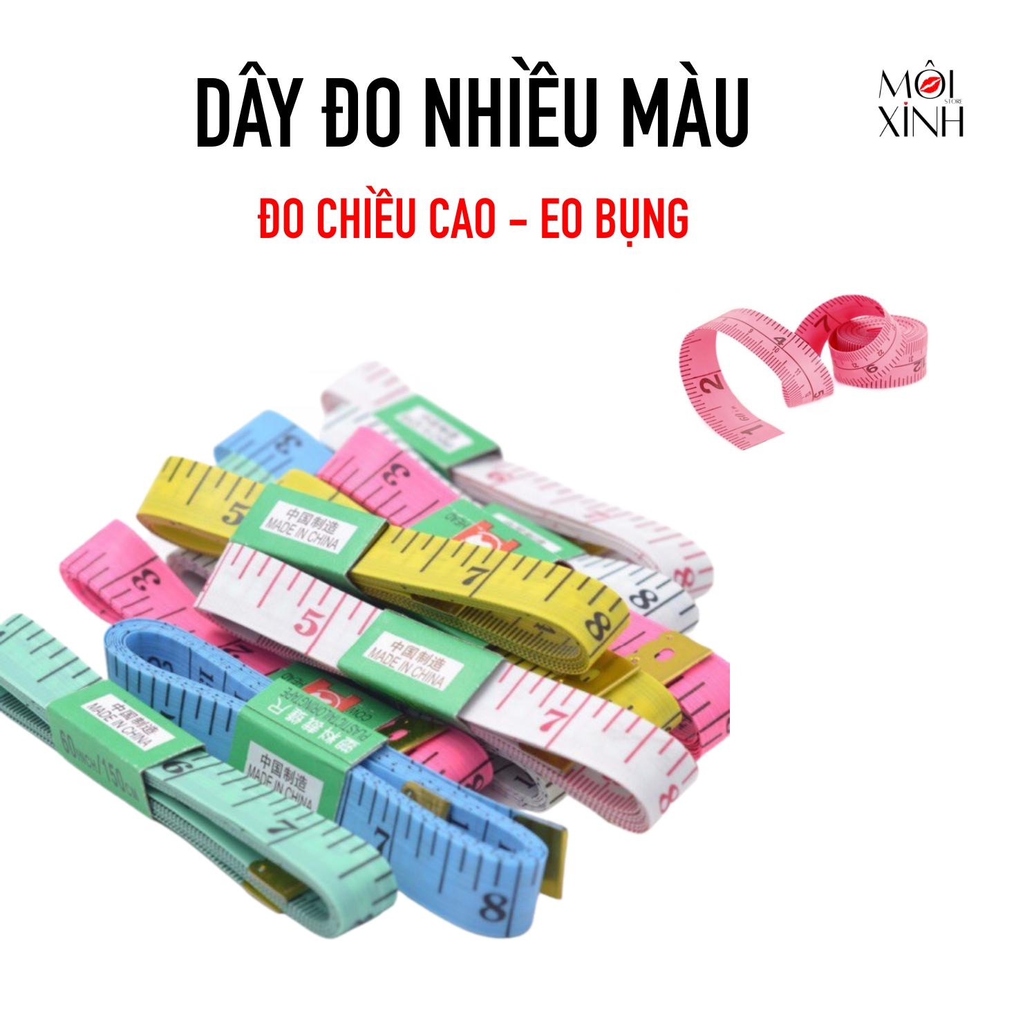 Thước dây đo bụng eo, chiều cao, nhiều màu, bền đẹp, thước dây đo đa năng