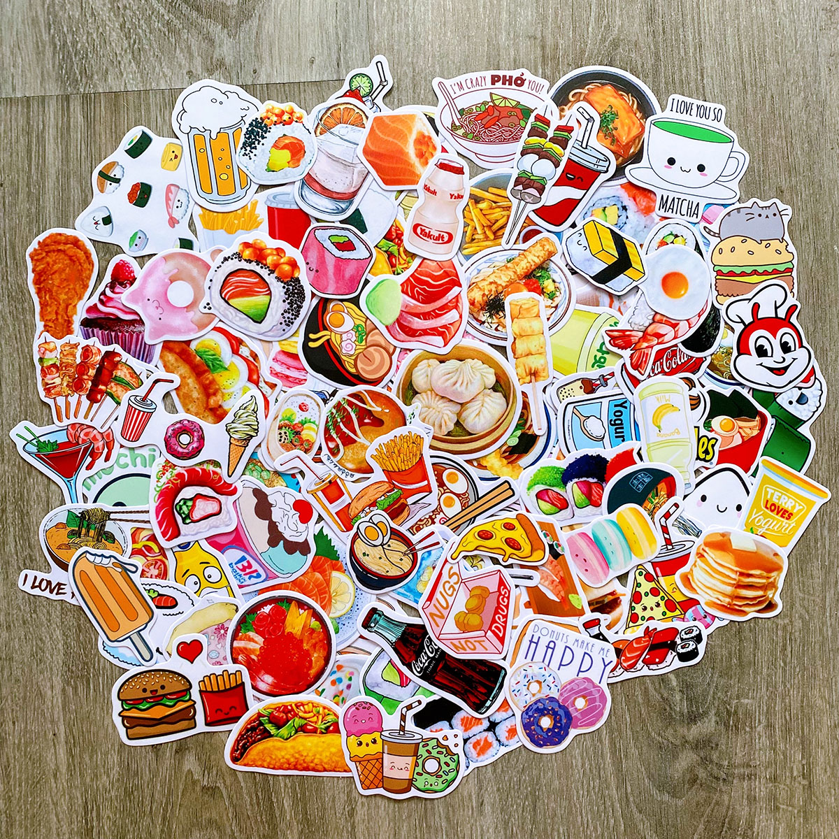 Đồ Ăn Sticker - Food Sushi Phở Bánh Kem Sashimi Mì - Chất liệu PVC chất lượng cao chống nước - Kích thước 4-8cm - Decor tường tủ xe, trang trí nón bảo hiểm, laptop, đàn guitar, sổ tay - Sticker Việt Nam