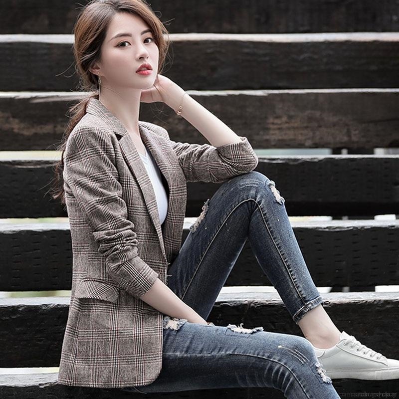 Mua Áo khoác vest nữ caro phong cách Hàn Quốc NA66  xanh nhạt caroL tại  HatiStore