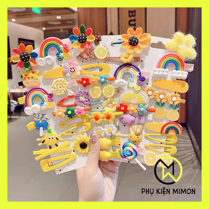 Set 14 Kẹp Tóc Mái Xinh Xắn Dễ Thương Cho Bé Gái - Phụ Kiện Mimon