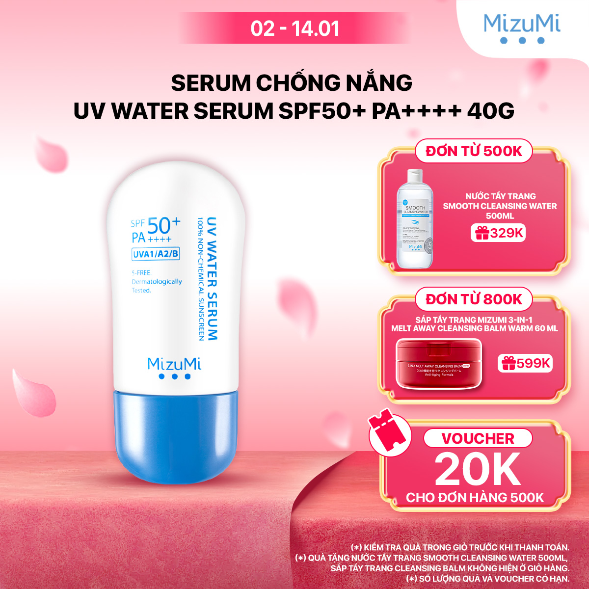 MizuMi Kem Chống Nắng UV Water Serum SPF50+ PA++++ 40g Phổ Rộng