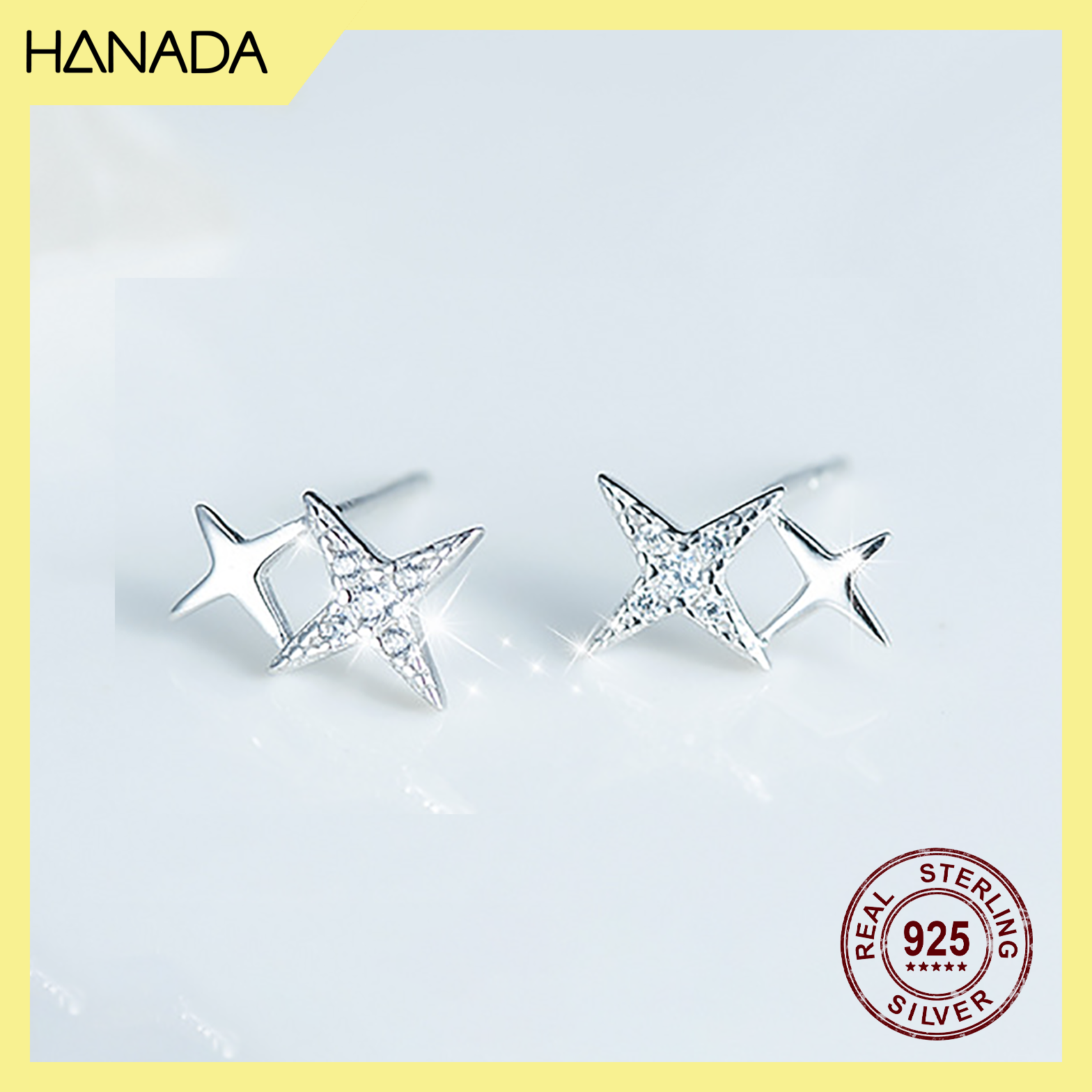 Bông tai bạc 925 hanada bling bling 0372 c11