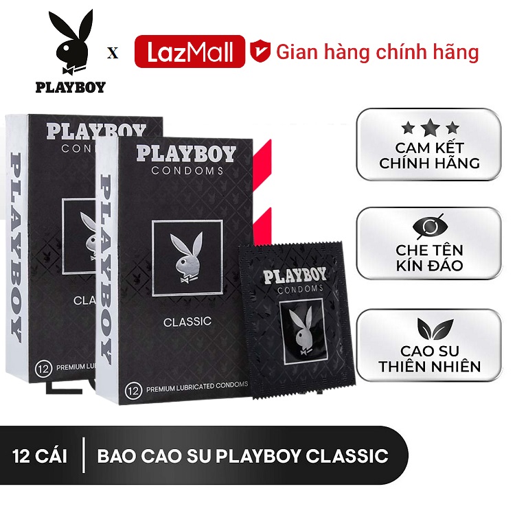 Bộ 2 hộp Bao cao su Playboy Classic 12 bao.