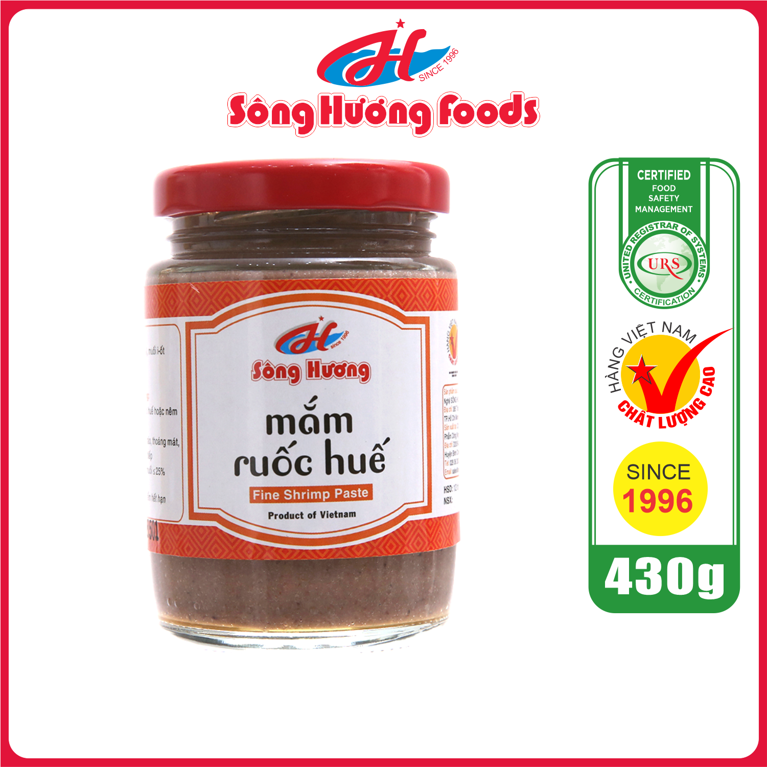 Mắm Ruốc Huế Sông Hương Foods Hũ 430g - Nấu bún bò , chấm xoài , chấm thịt luộc , kho thịt