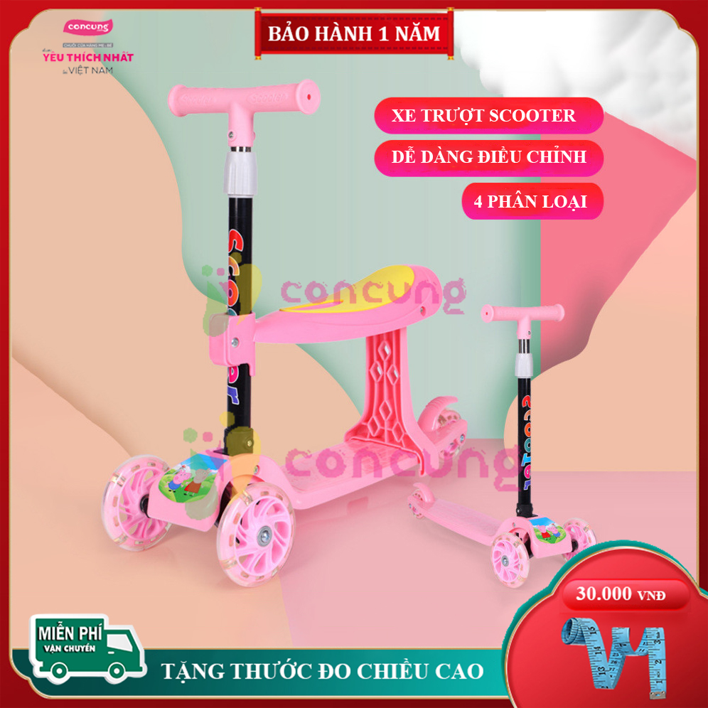 Xe trượt Scooter cho bé từ 3 - 8 tuổi có 3 bánh tiện lợi cao cấp chịu tải trọng lượng lớn đến 50kg với màu sắc đẹp và kiểu dáng hiện đại Bảo hành 12 tháng lỗi 1 đổi 1 trong 7 ngày