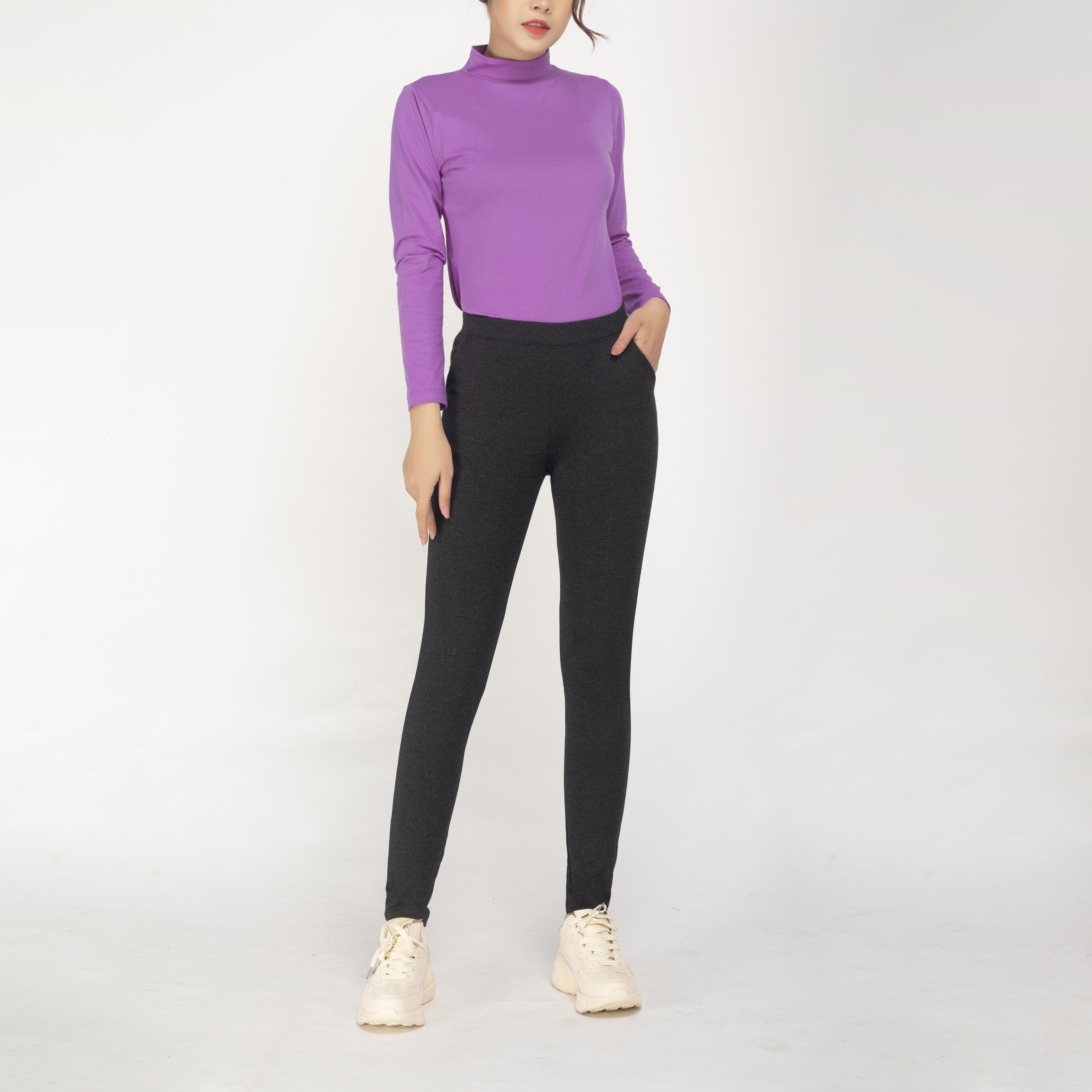 Quần Legging nâng mông Vicci, chất liệu Umi Hàn nhập khẩu (Đen nhũ)
