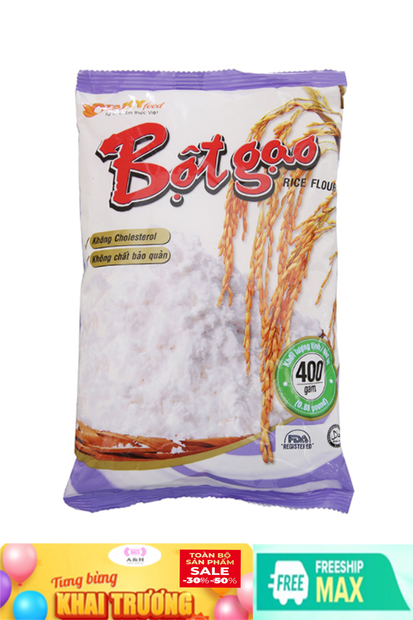 BỘT GẠO TÀI KÝ ,gói 400g - làm từ 100% gạo nguyên chất ,làm bánh tẻ ,bánh giò ,bánh đúc