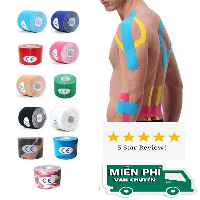 [Xả kho 3 Ngày]Băng dán cơ thể thao chống nước 5cm x 5m, hỗ trợ chơi thể thao, giúp hỗ trợ bình phục chấn thương