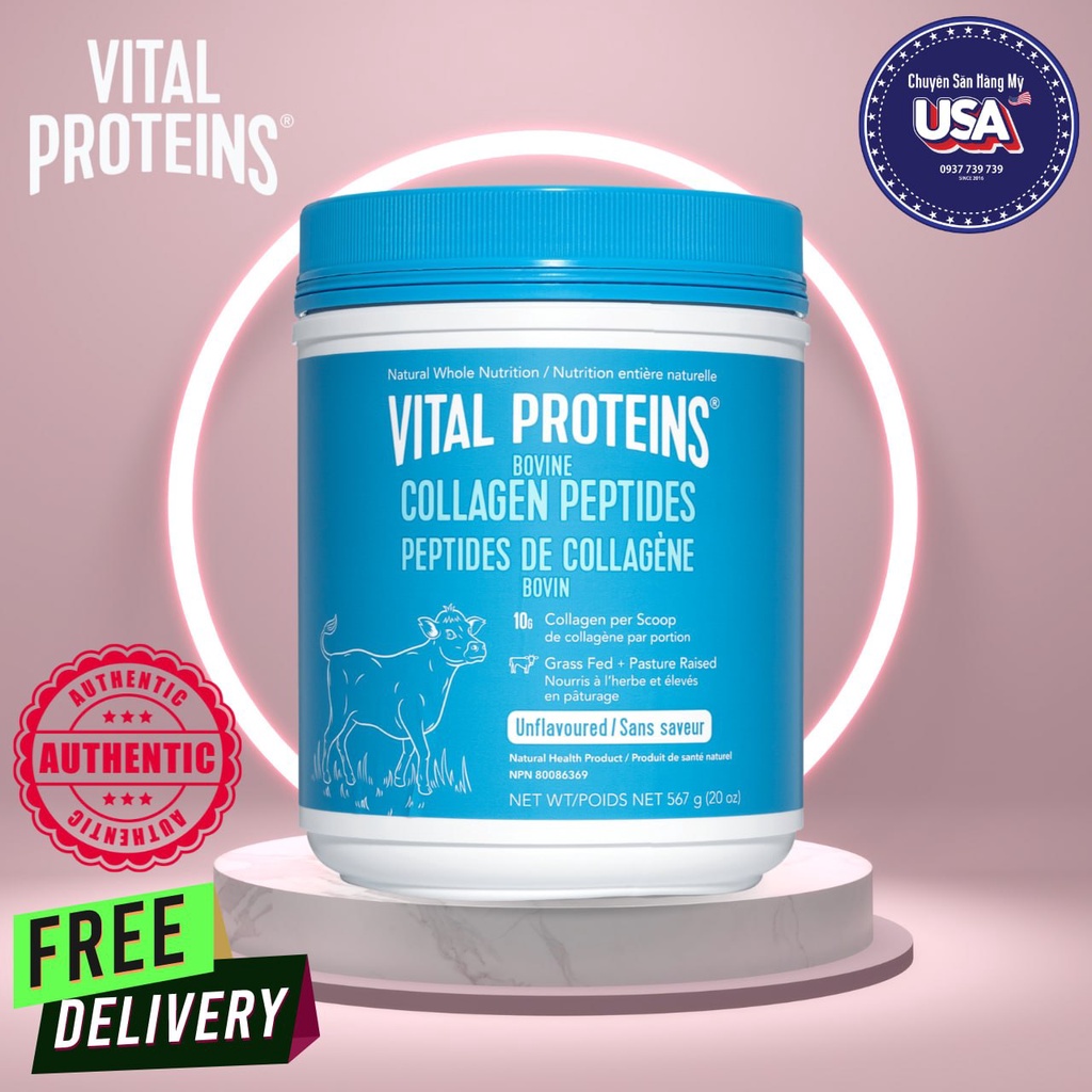 Bột Collagen Peptide Mỹ Bột Colagen Vital Prroteins Thủy Phân 567g