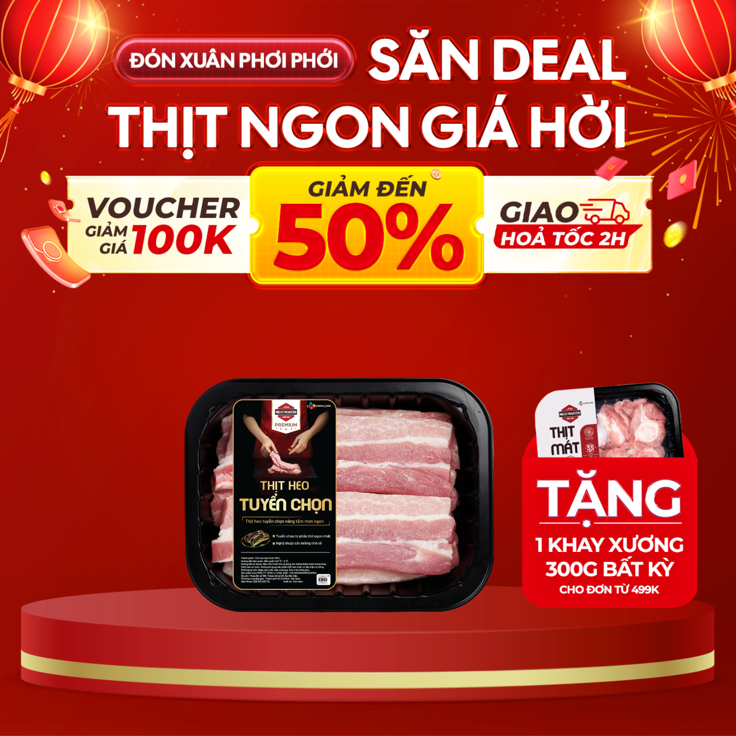 CẬN DATE (HSD từ 1 đến 2 ngày) - BA RỌI RÚT SƯỜN BBQ MEAT MASTER 400G/khay