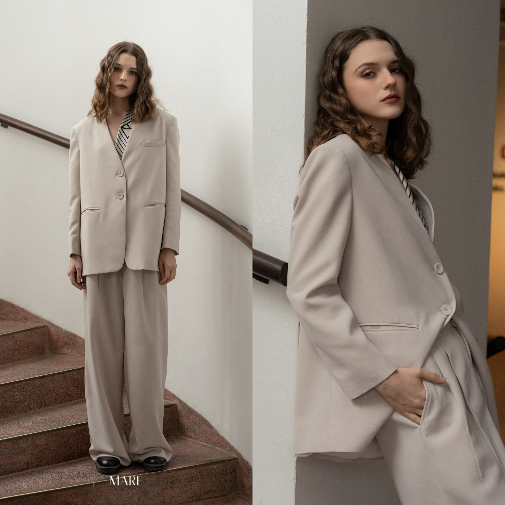 Mare - quần suông cạp cap màu trắng - miana trouser