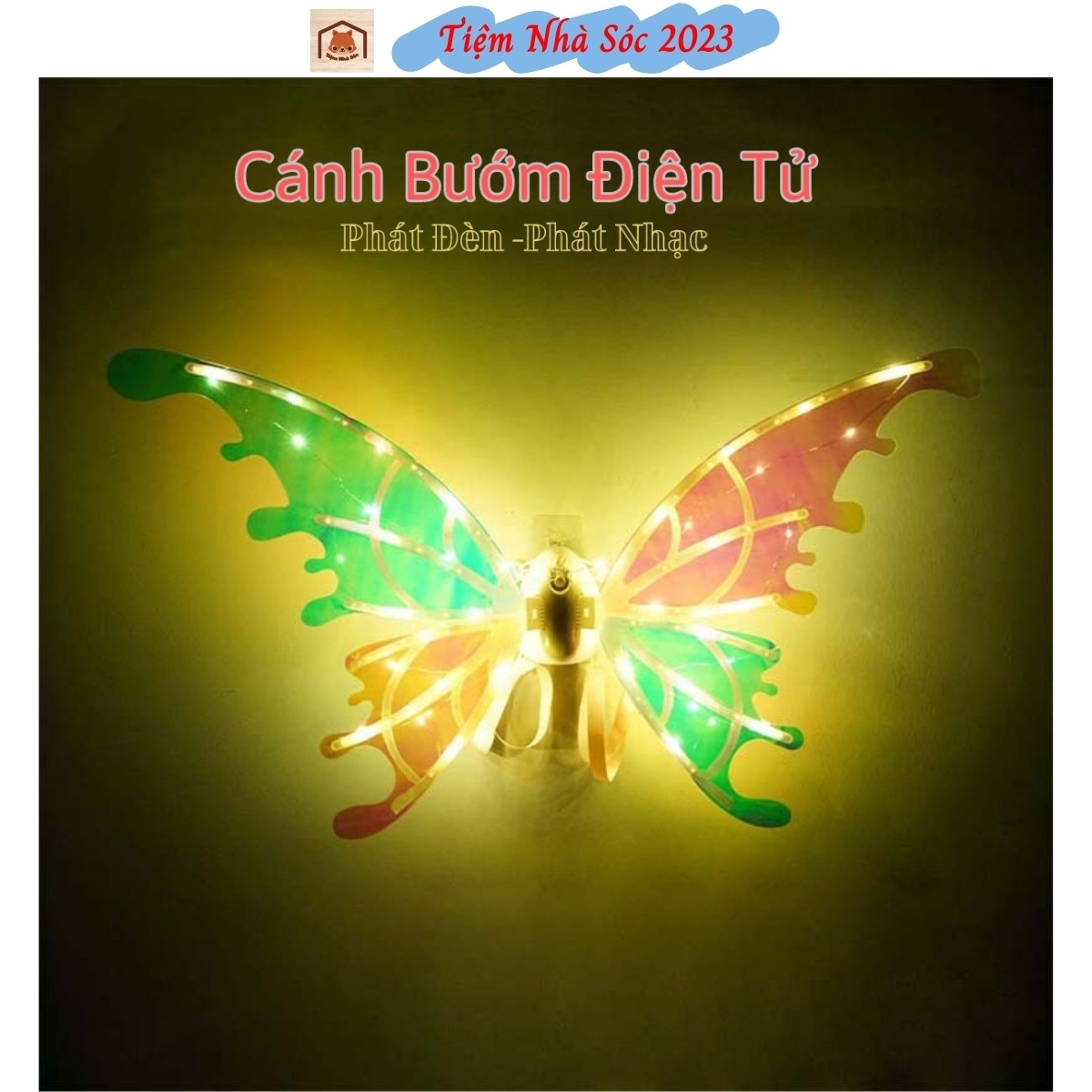 Cánh bướm điện tử cỡ lớn, hoá trang cánh tiên, cánh khủng long đôi cánh thiên thần vỗ cánh phát sáng phát nhạc-tiệm nhà sóc 2023