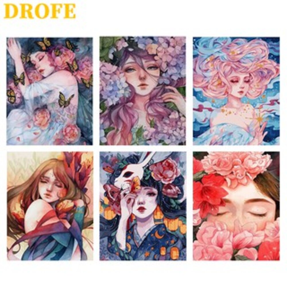 Tranh tô màu số hoá cô gái - Tổng hợp tranh sơn dầu số hoá nàng thơ hot - Đã căng khung size 40X50cm