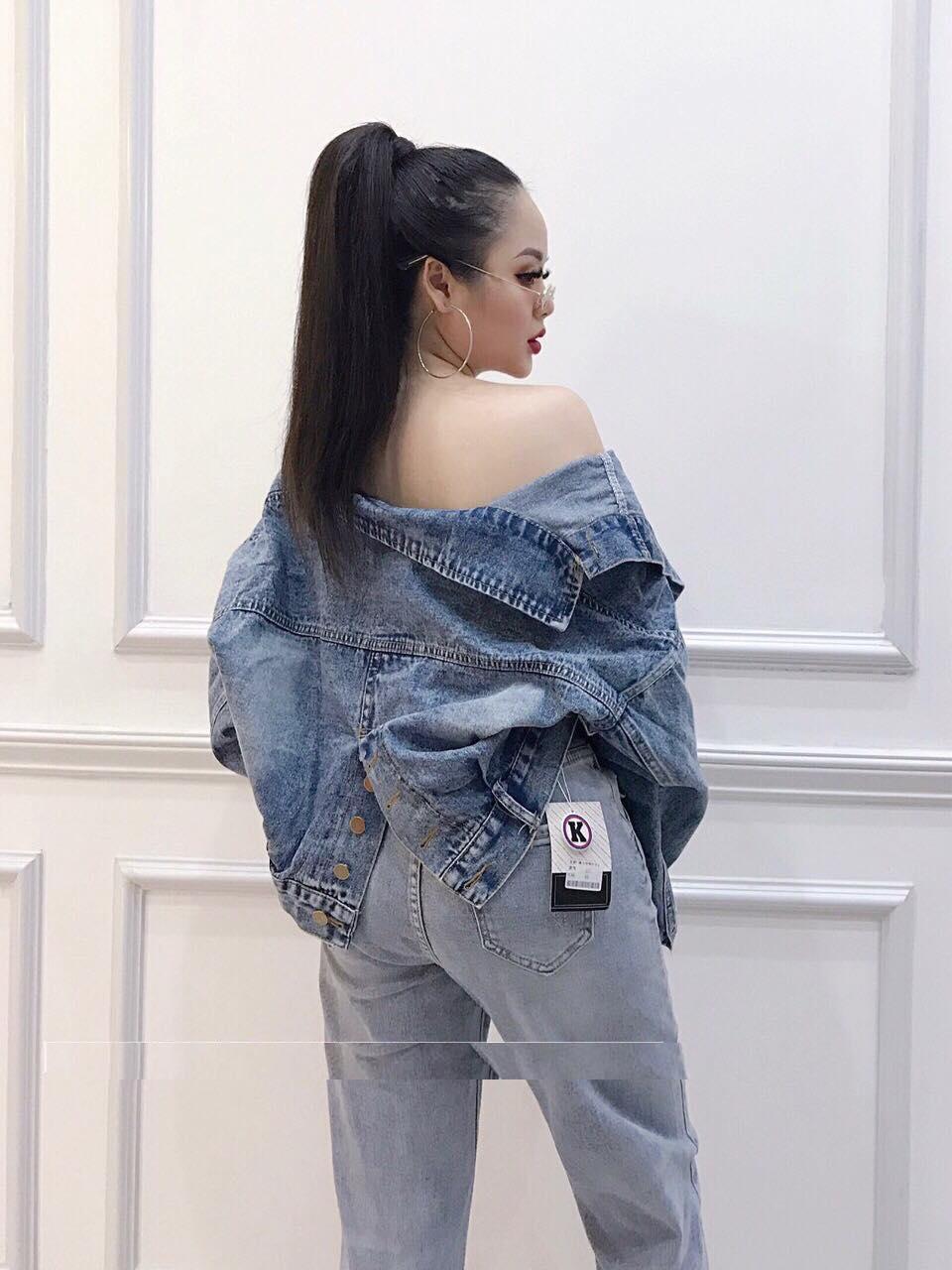 Áo khoác jean nút gài lưng