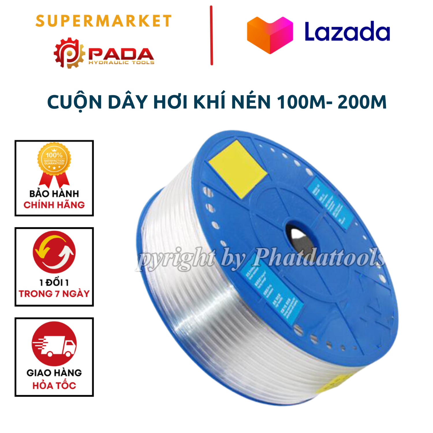 Cuộn dây hơi khí nén 100m- 200m các size 4mm-6mm-8mm-10mm-12mm-16mm- hàng đài loan đẹp