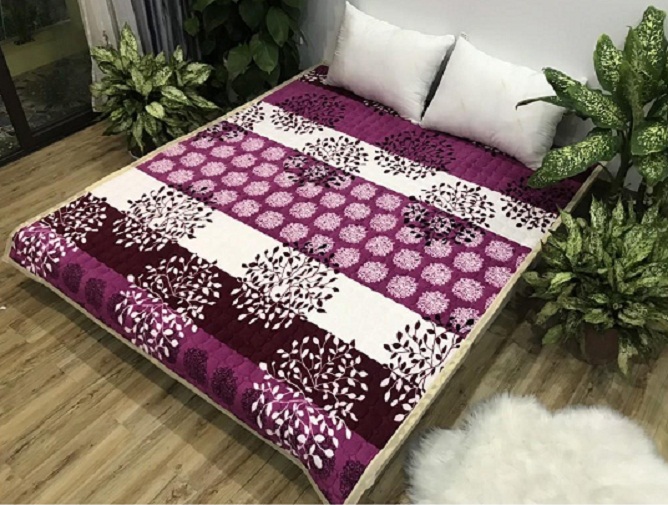 (FreeShip MAX) Tấm trải giường chần bông đa năng (dùng thay nệm, ga, chiếu), thảm nỉ nhung trải sàn, thảm nhung chần bông 3 lớp - Mẫu CẦU MÂY