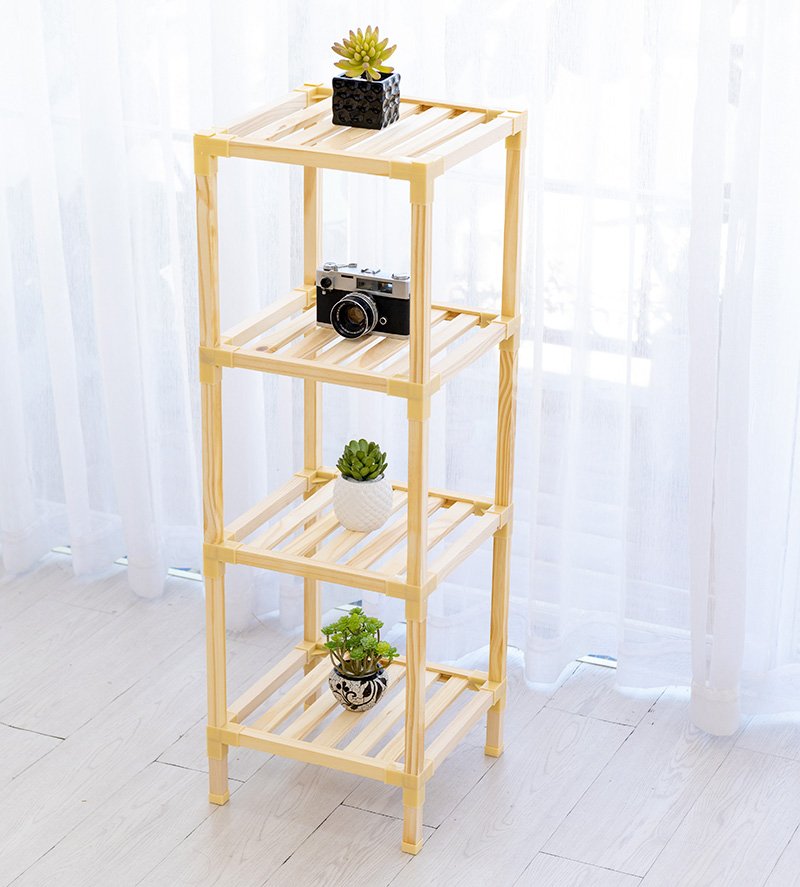 Kệ Gỗ vuông 4 tầng trang trí để chậu cây