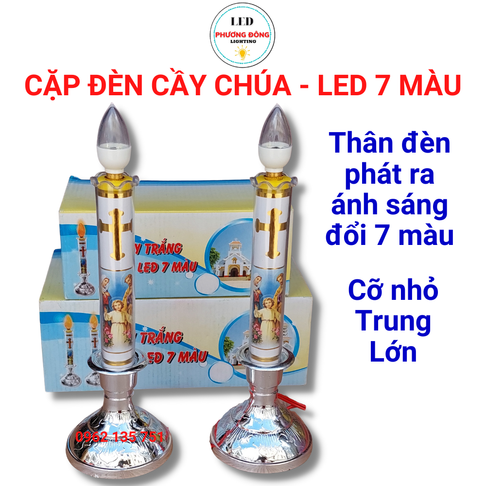 Đèn cầy led thờ thiên chúa loại nhỏ, trung, lớn