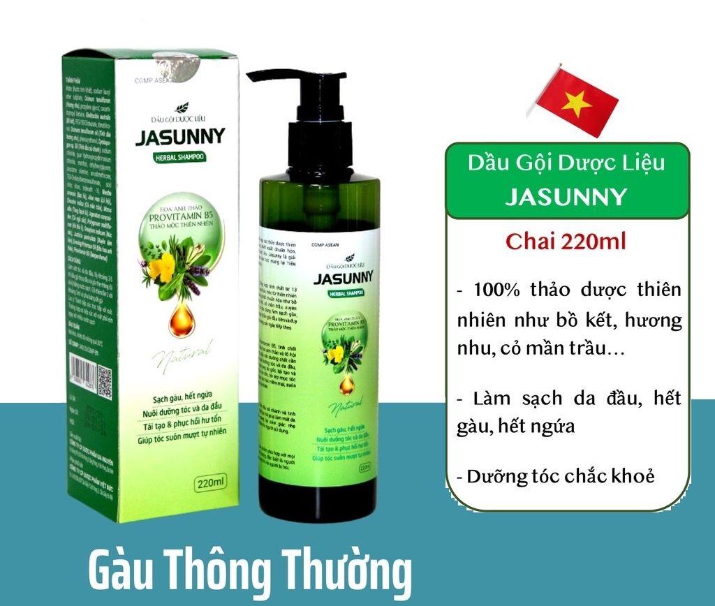 Dầu gội dược liệu sạch gàu, hết ngứa jasunny - chai 220ml