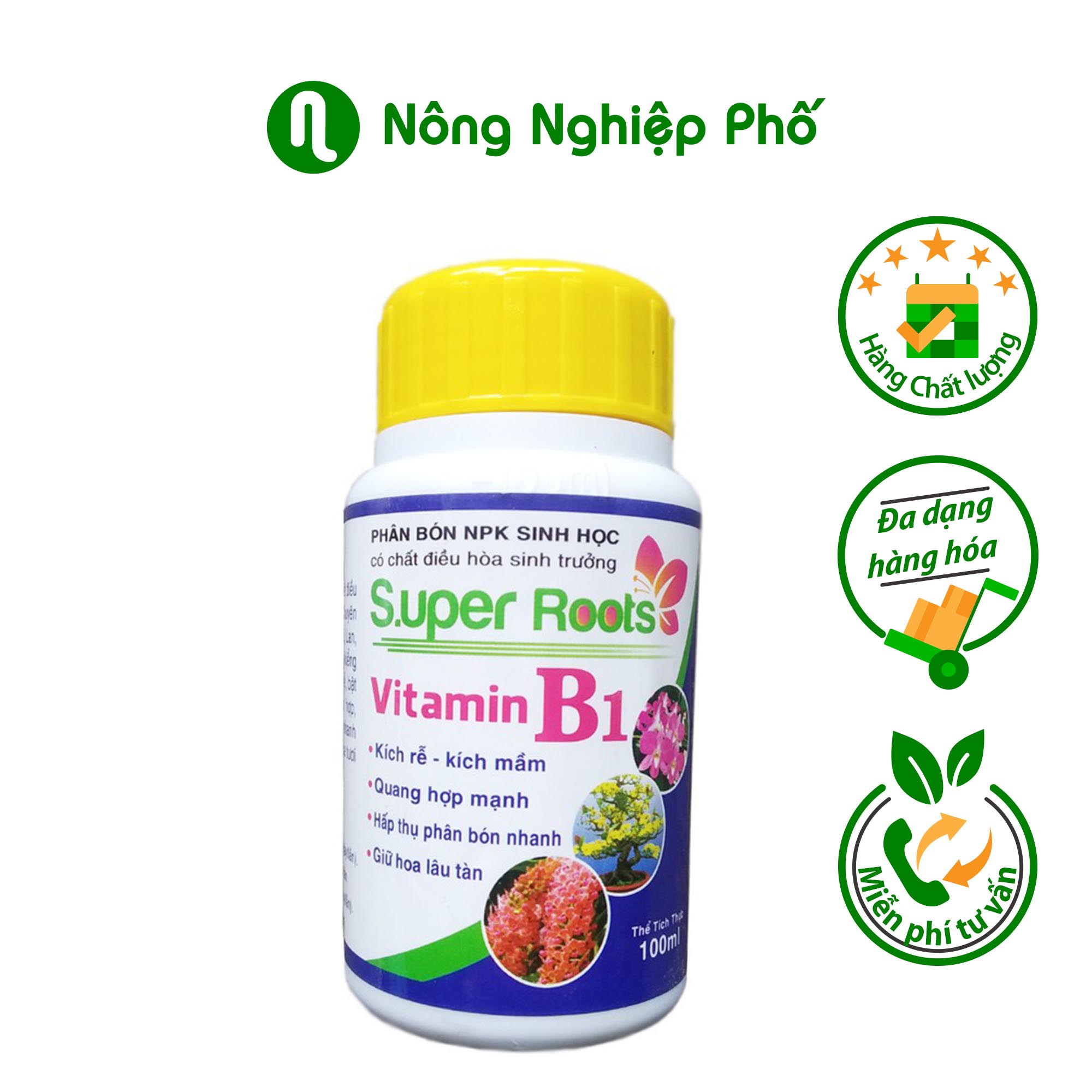 Chế phẩm Vitamin B1 Super Roots kích rễ bật mầm - Chai 100ml - Nông Nghiệp Phố