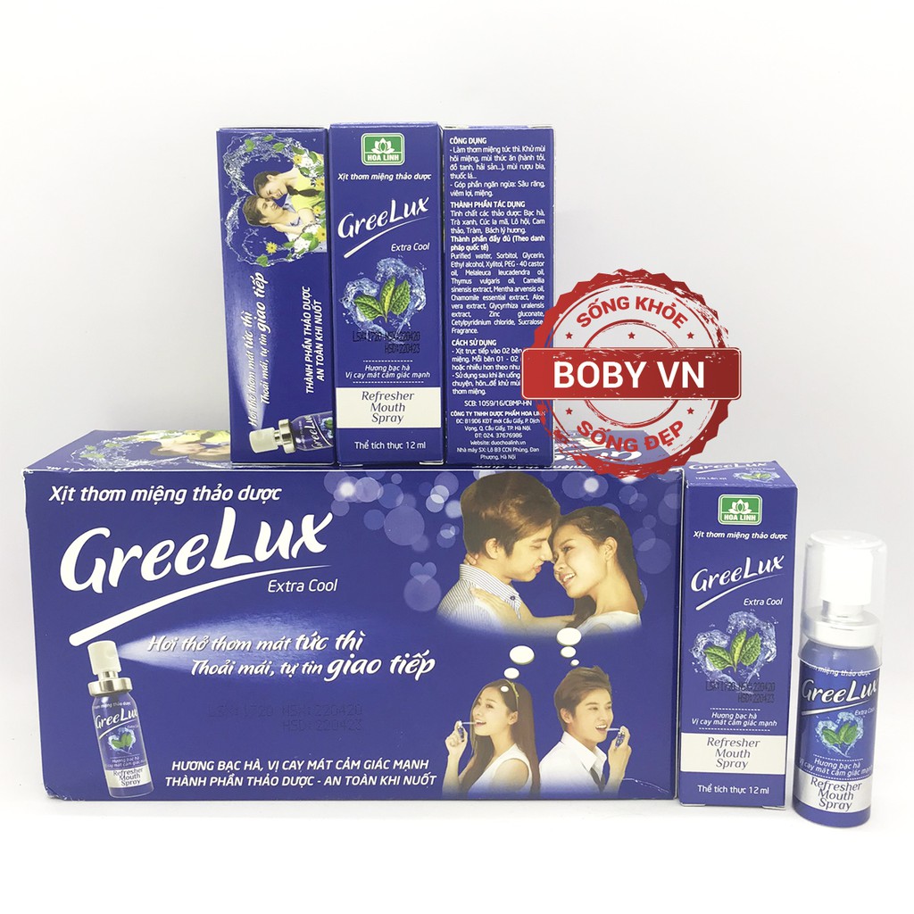 Xịt Thơm Miệng Greelux Xtra Cool Thảo Dược 12ml | Xanh Dương