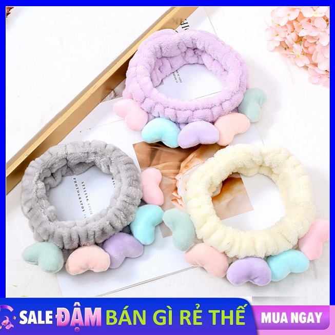 Băng đô trang điểm, cài tóc rửa mặt hình trái tim siêu cute băng đô trang điểm, cài tóc rửa mặt hình trái tim siêu cute
