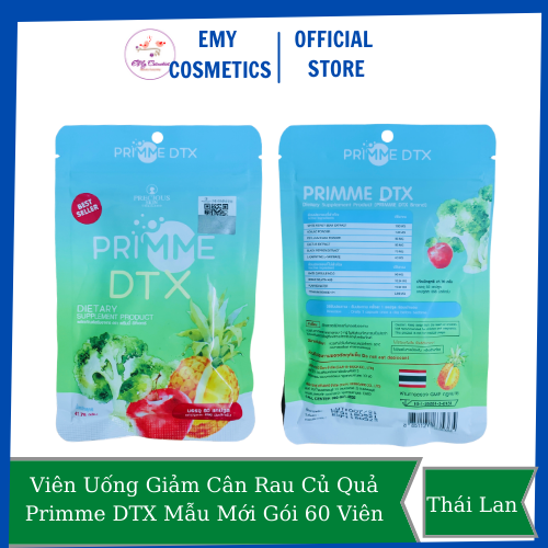 Detox giảm cân primme mẫu mới thái lan chính hãng gói 60 viên