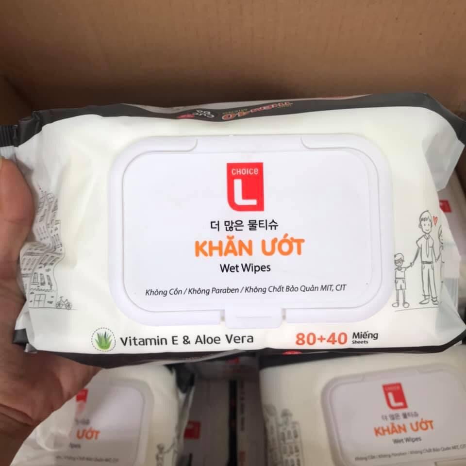 Combo 4 bịch Khăn ướt Hàn Quốc Lotte bịch 120 tờ