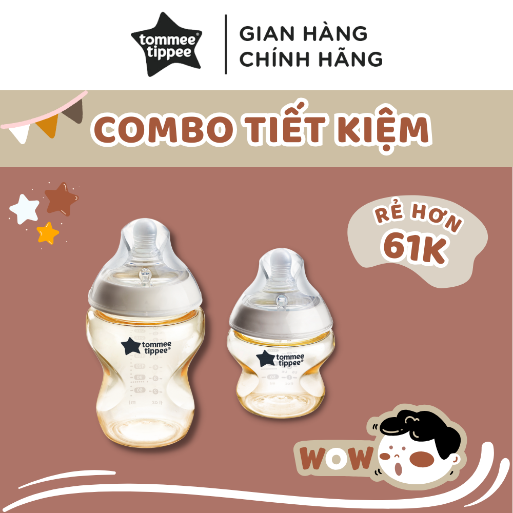 Combo 2 bình sữa ppsu ty siêu mềm tự nhiên tommee tippee natural start 150ml & 260ml