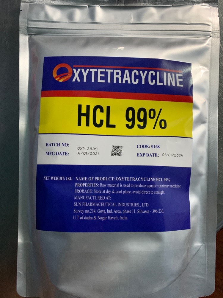 Oxytetracycline chuyên điều tri đường ruột khiến tôm cá chậm lớn và chết sớm.