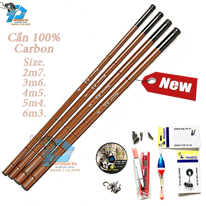 Bộ Cần Câu Tay Trúc Nâu tặng đầy đủ phụ kiện