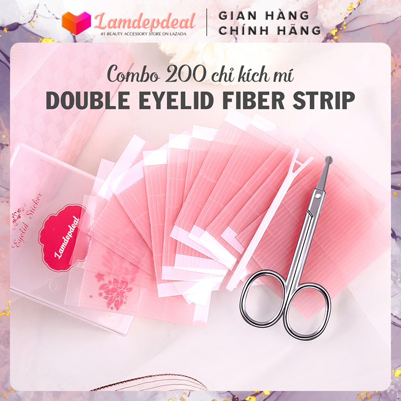 Combo 200 Sợi Chỉ Kích Mí Double Eyelid + Kích mí chỉ tàng hình, dán kích mí mắt trong suốt, có sẵn keo - Tặng kèm que kích mí + kéo cắt chỉ đầu tròn. - Lamdepdeal