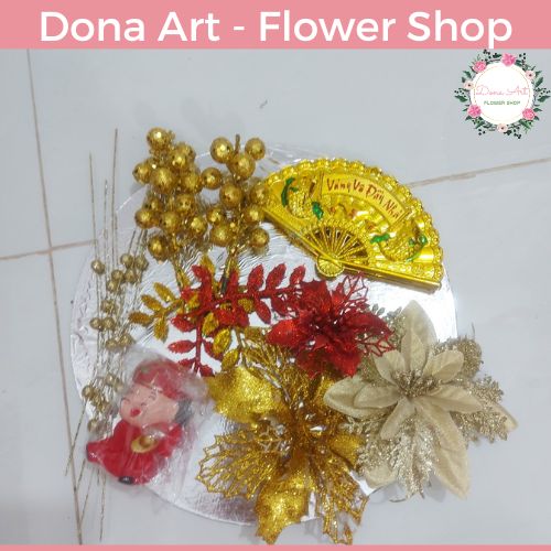 Set hoa trang trí DONA ART 01 dùng để trang trí tháp bánh, tháp nước,tháp bia,tháp oản tài lộc tết