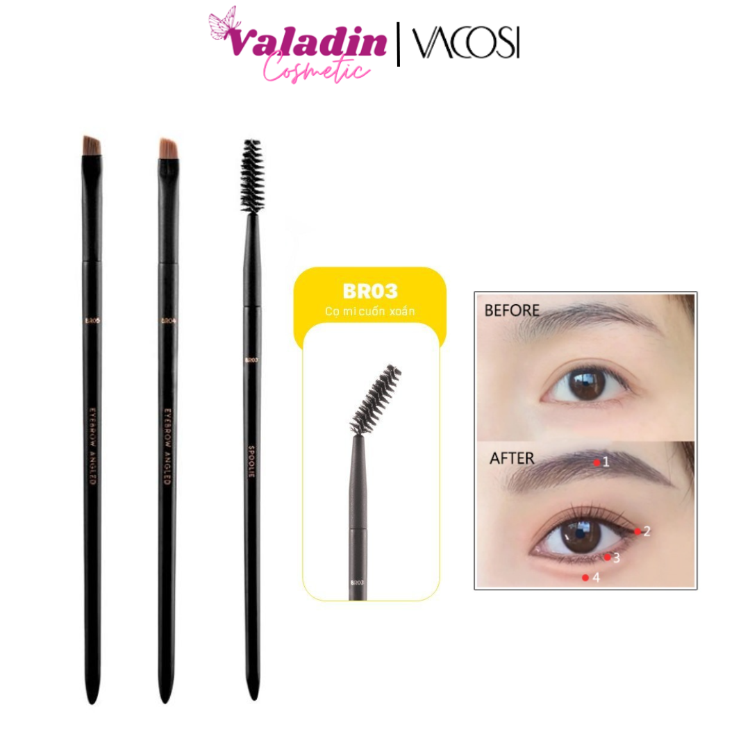 Cọ vẽ chân mày vacosi br01/br02/br03/br04/br05/br08 cọ tém chân mày cọ lông mày cọ trang điểm mày -valadin